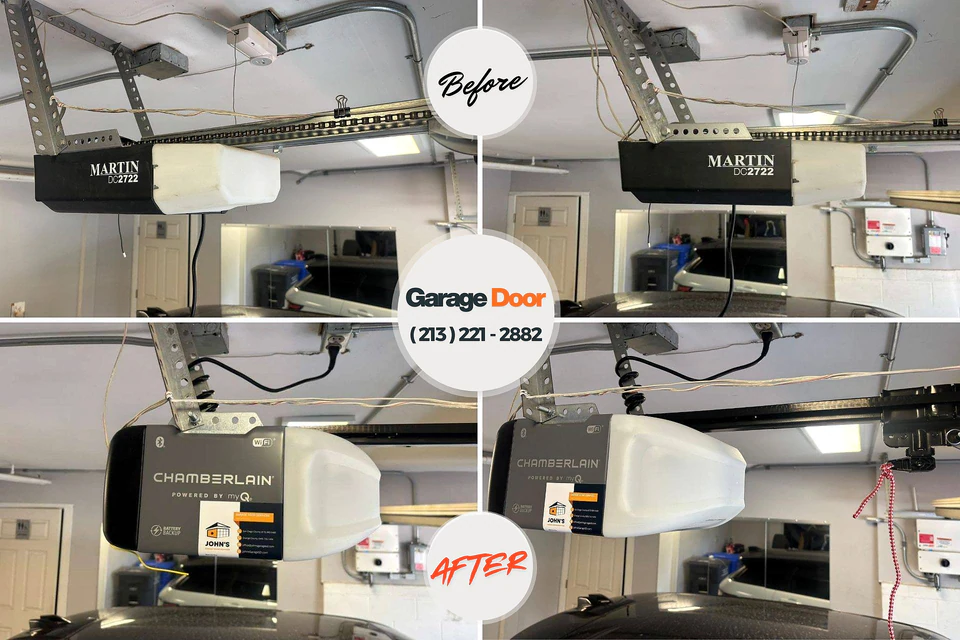 Before and after: garage door repair West Hills, NY